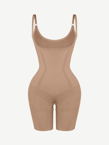 Seamless Open-Bust Abdomen Flattening Mid-Thigh Bodysuit