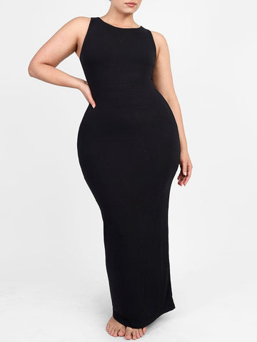 Light Support Crew Collar Long Bulit-in Shapewear Dress