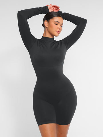 Seamless Bust Support Waist Cinching Tummy Control Jumpsuit with Removable Cups