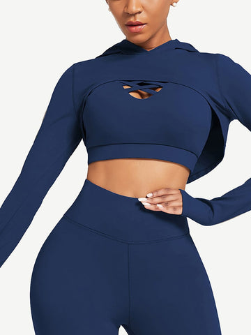 Hooded Neck Detachable Cups Crop Top For Runner