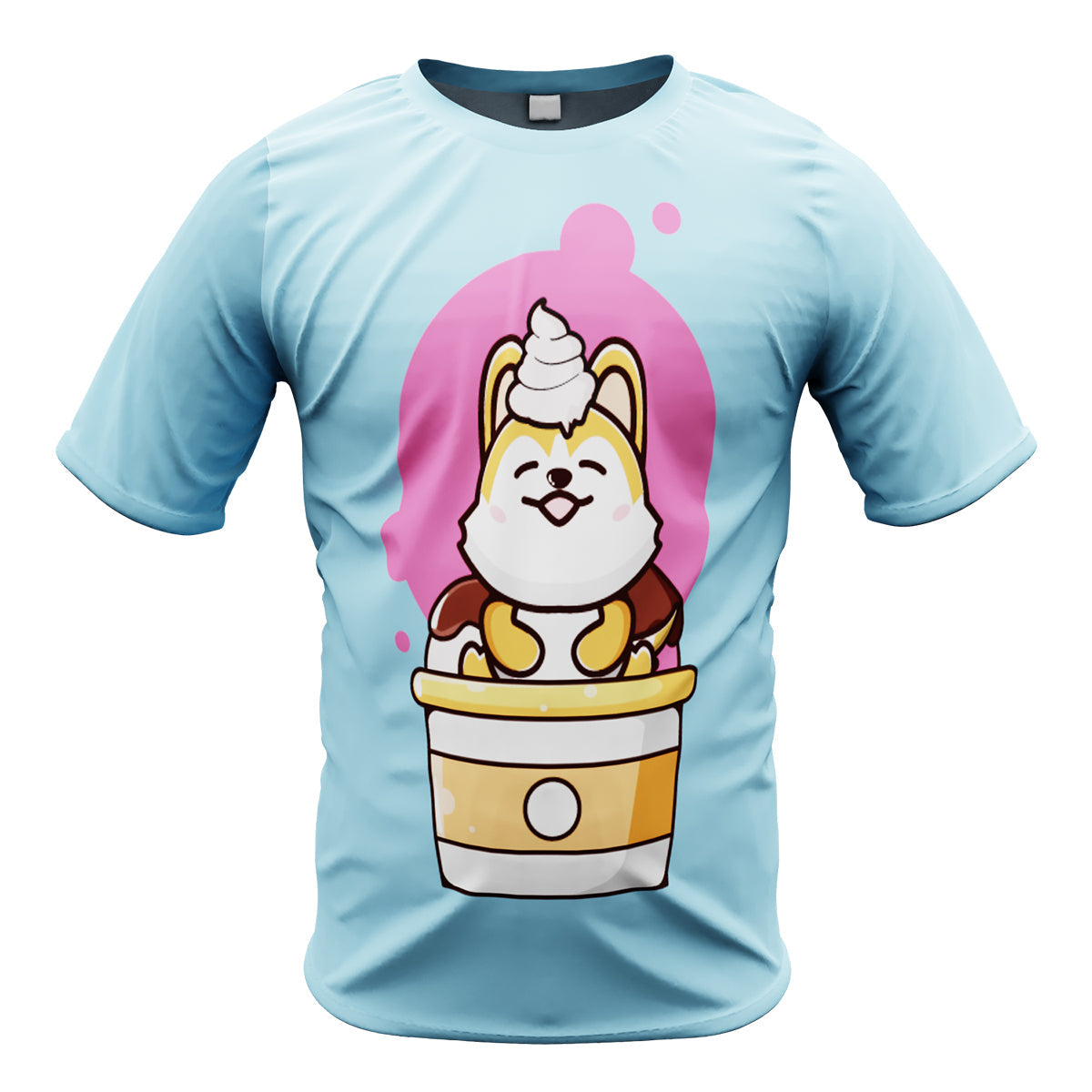Kid's Manga Cute Ice Cream Dog Short Sleeve Running Shirt