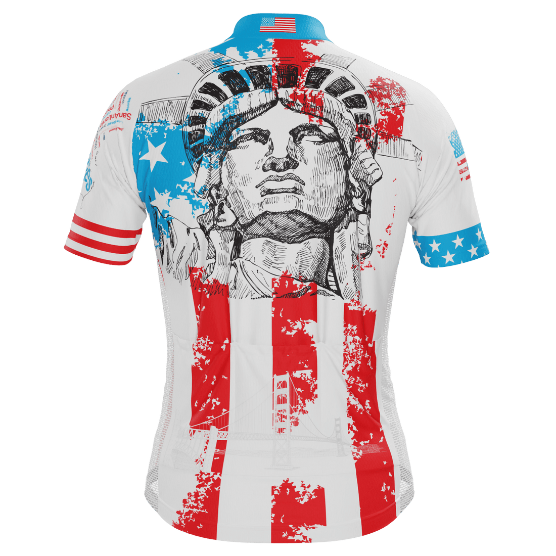 Men's American Flag Liberty Statue Short Sleeve Cycling Jersey