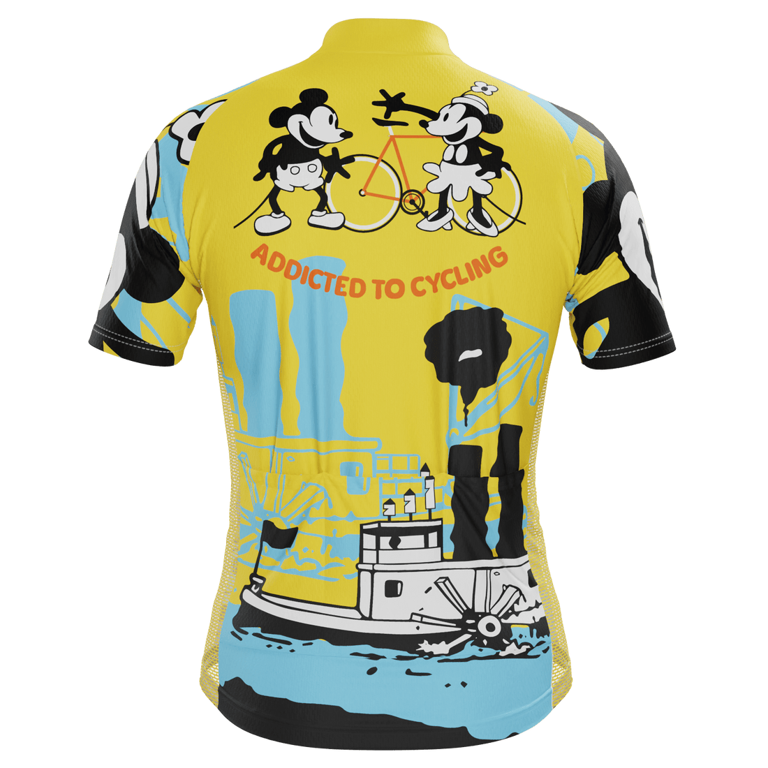 Men's Steamboat Willie-Addicted to Cycling Short Sleeve Cycling Jersey