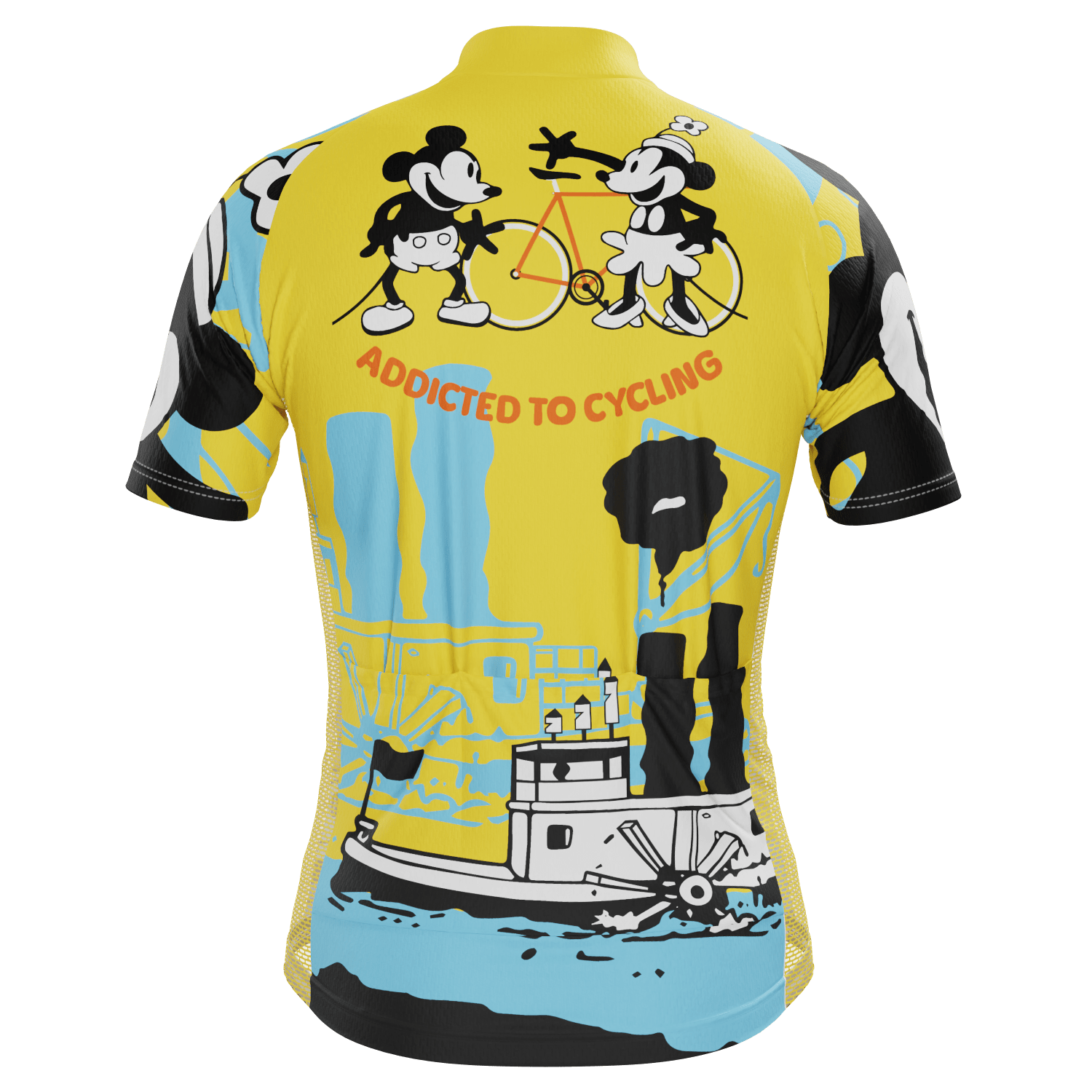 Men's Steamboat Willie-Addicted to Cycling Short Sleeve Cycling Jersey