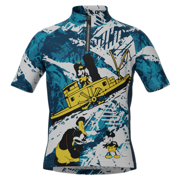 Kid's Steamboat Willie In The Sea Short Sleeve Cycling Jersey