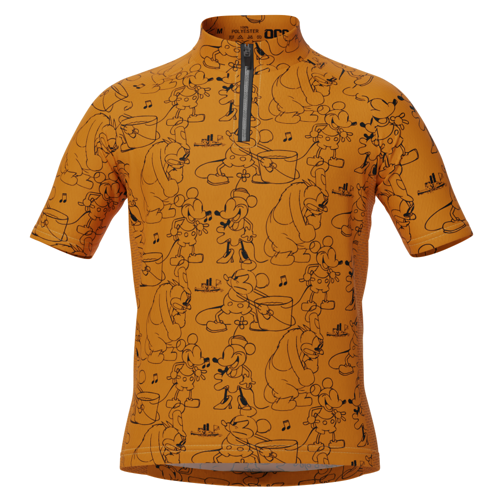 Kid's Steamboat Willie Sketches Short Sleeve Cycling Jersey