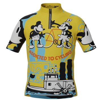 Kid's Steamboat Willie-Addicted to Cycling Short Sleeve Cycling Jersey