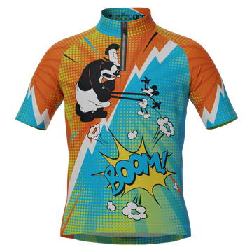 Kid's Steamboat Willie Comics Short Sleeve Cycling Jersey