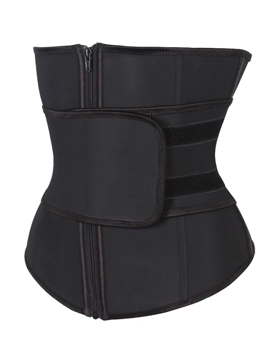Necessary Black Waist Trainer Adjustable Sticker Zip Slimming Belly