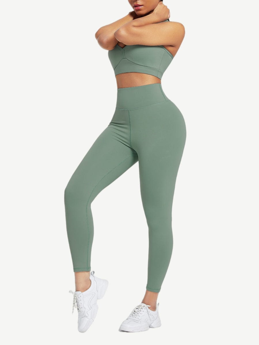 Racerback High Waist Pockets Sports Suit Breathable
