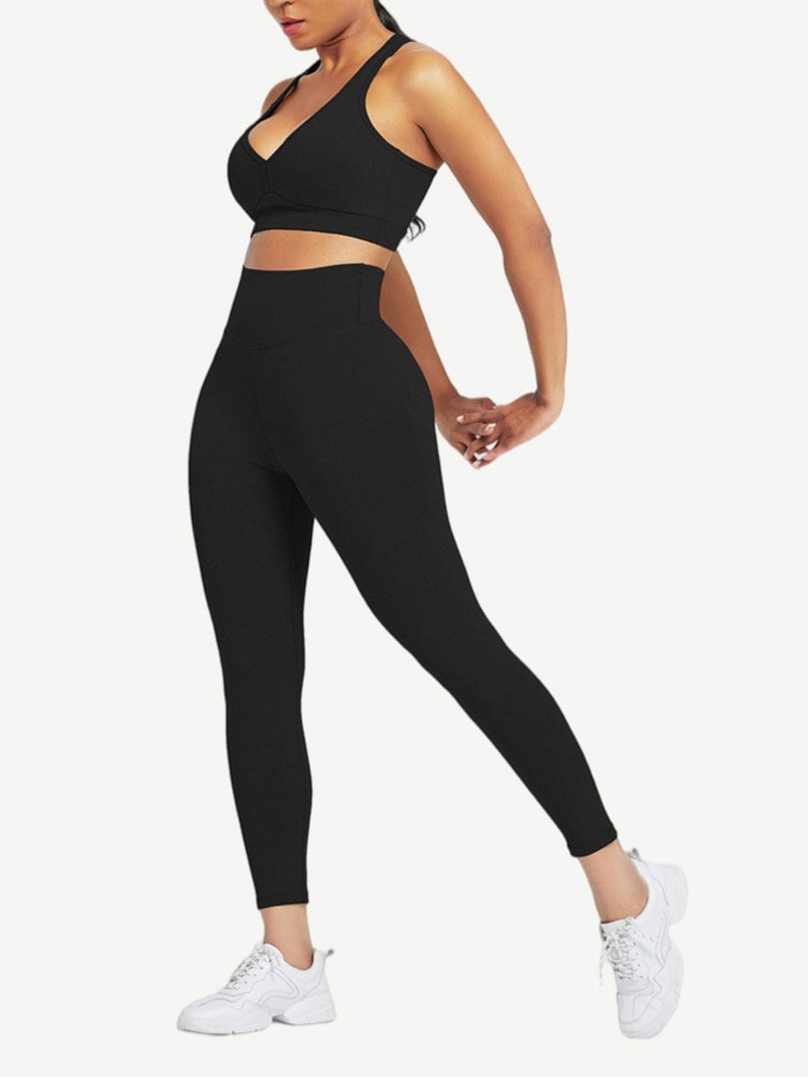 Racerback High Waist Pockets Sports Suit Breathable