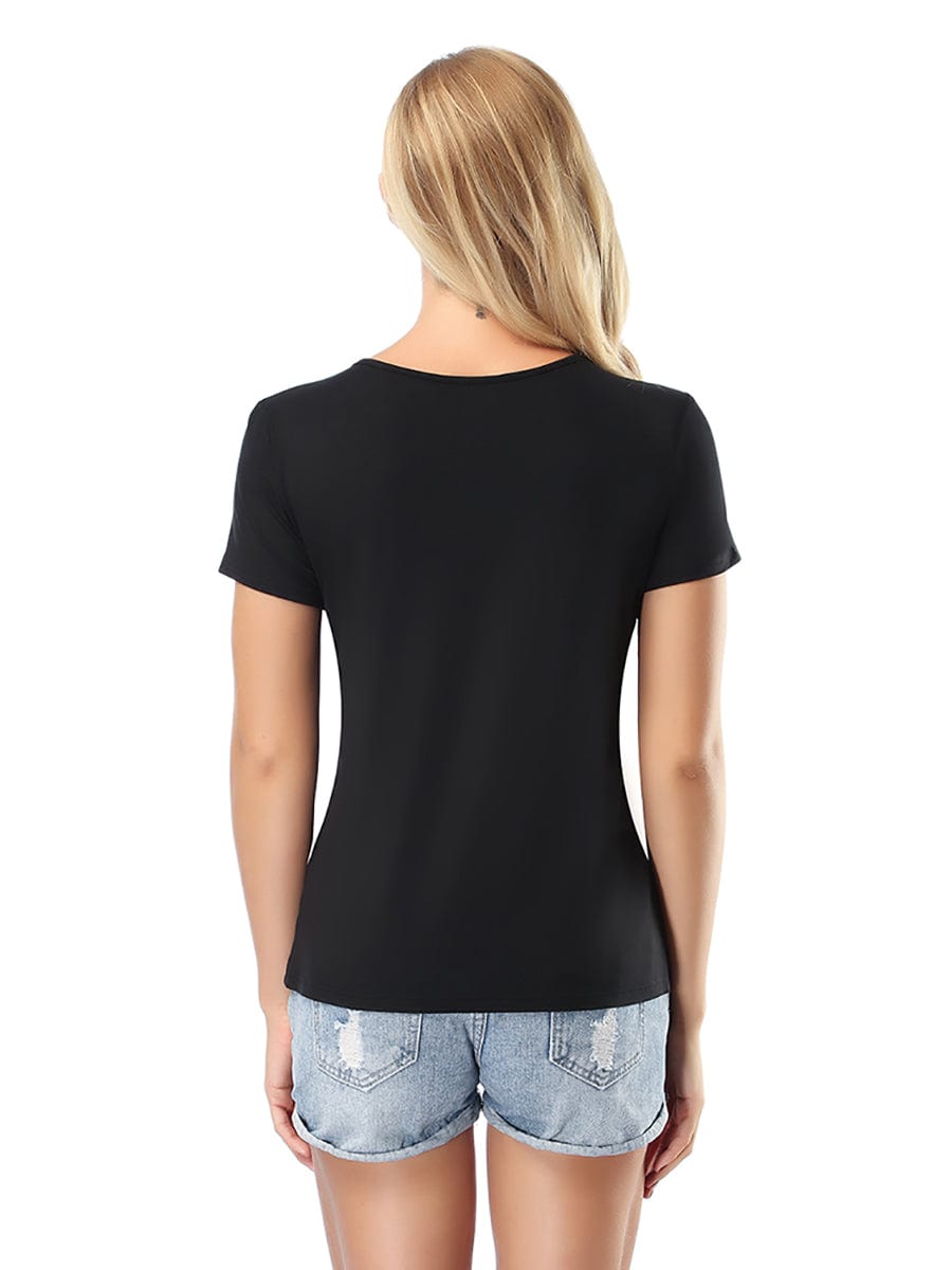 Clearance Sale Short Sleeve T-Shirt V Neck Comfortable Skinny Solid Color Loose Top