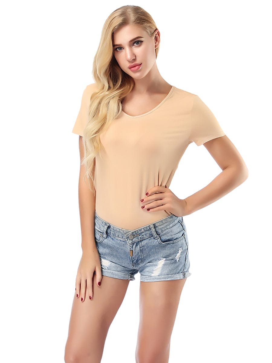 Clearance Sale Short Sleeve T-Shirt V Neck Comfortable Skinny Solid Color Loose Top