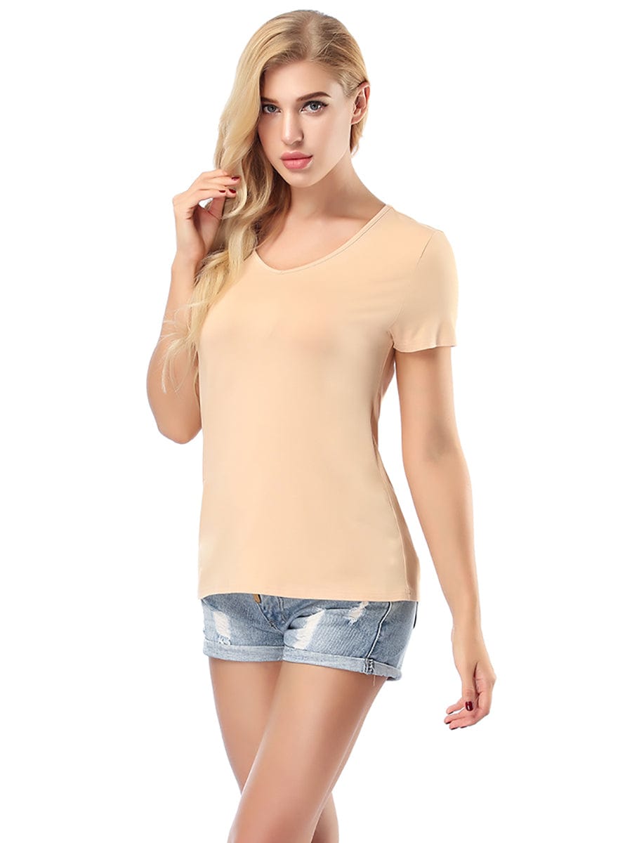 Clearance Sale Short Sleeve T-Shirt V Neck Comfortable Skinny Solid Color Loose Top