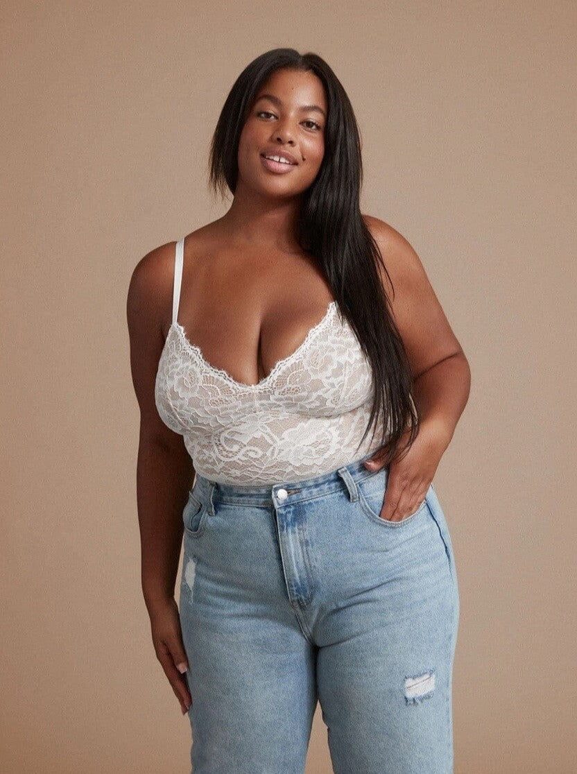 Sexy Lace Breast Support Adjustable Shaper Bodysuit