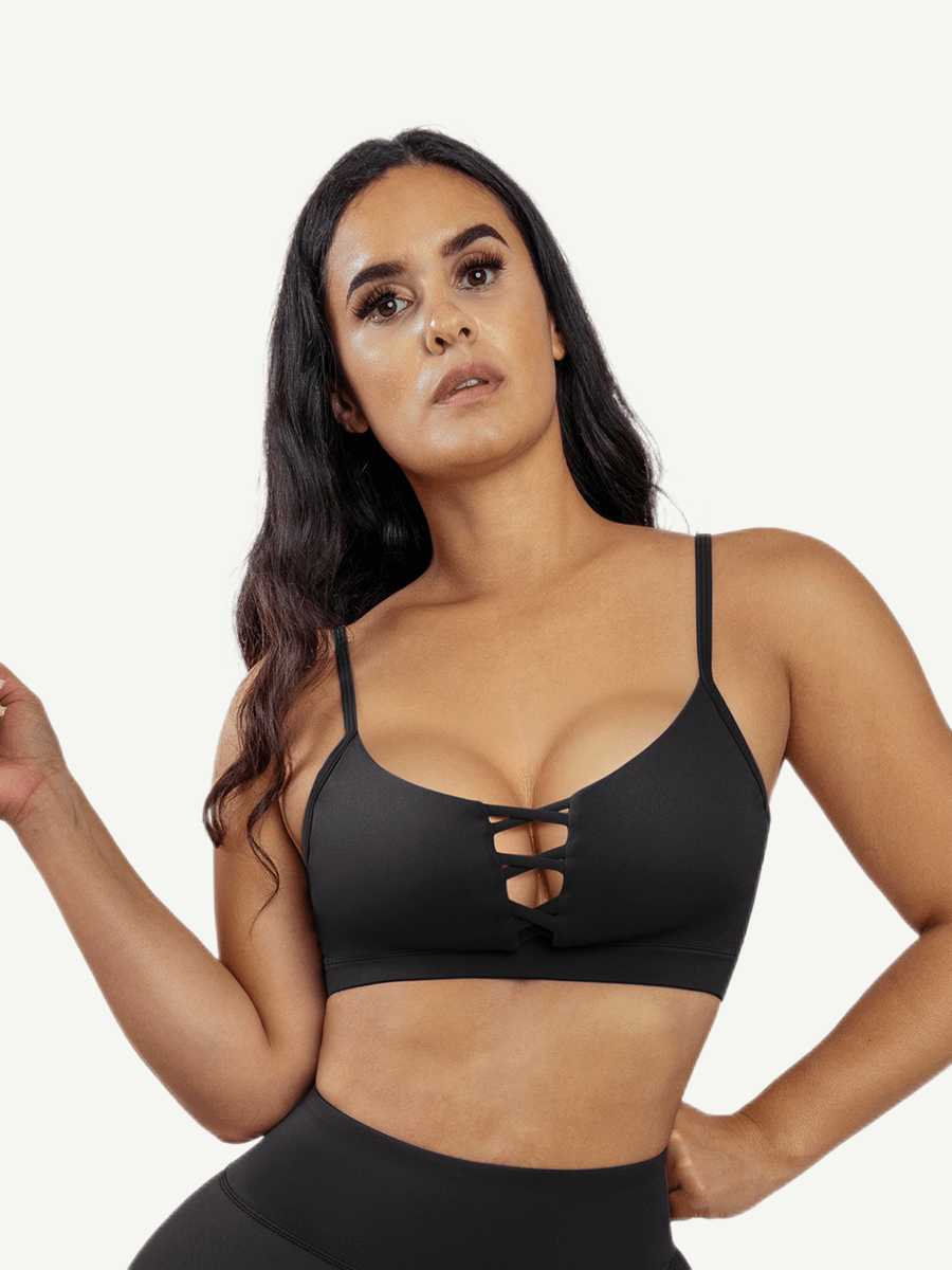 Sports Bra With Front Cross Hollow Design