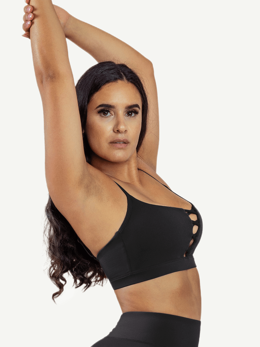 Sports Bra With Front Cross Hollow Design