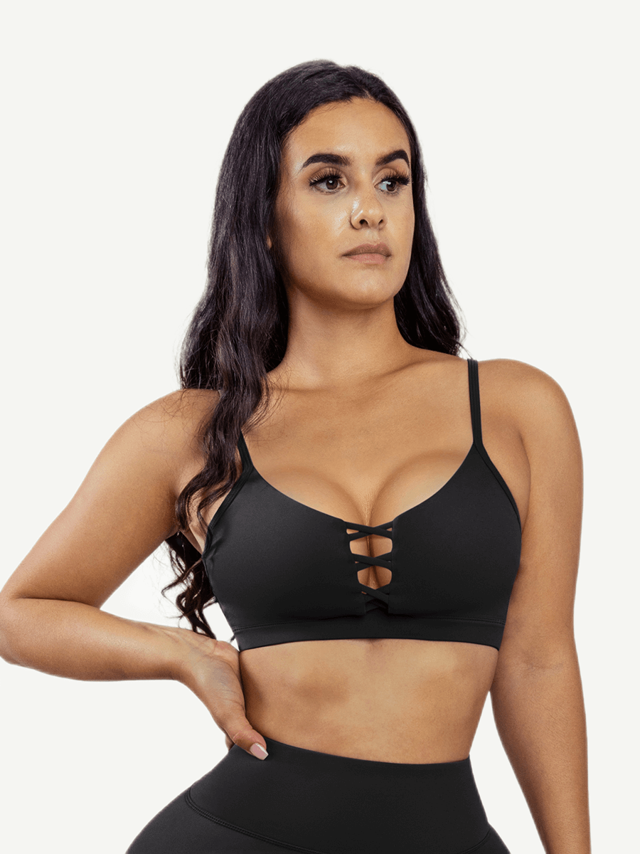 Sports Bra With Front Cross Hollow Design