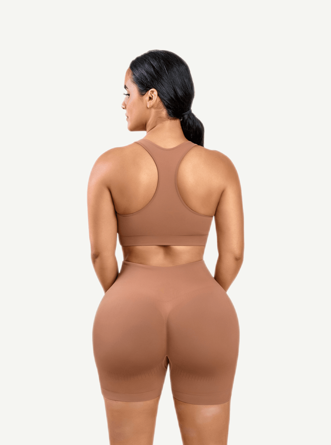 🌿Eco-friendly Sexy V Neck Seamless Sportswear Biker Shorts Set