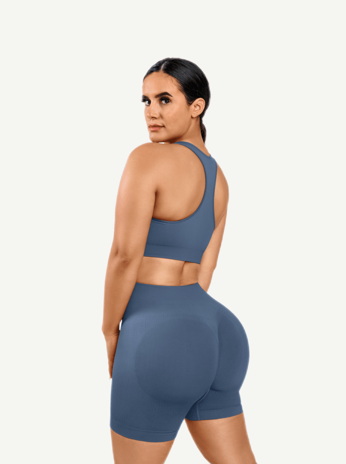 🌿Eco-friendly Sexy V Neck Seamless Sportswear Biker Shorts Set