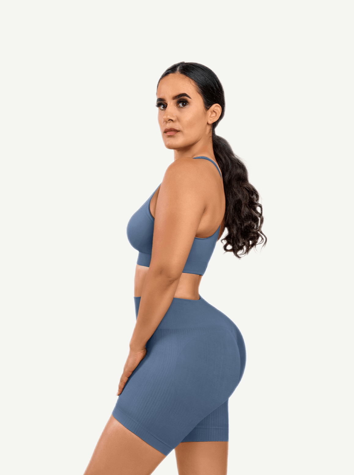 🌿Eco-friendly Sexy V Neck Seamless Sportswear Biker Shorts Set