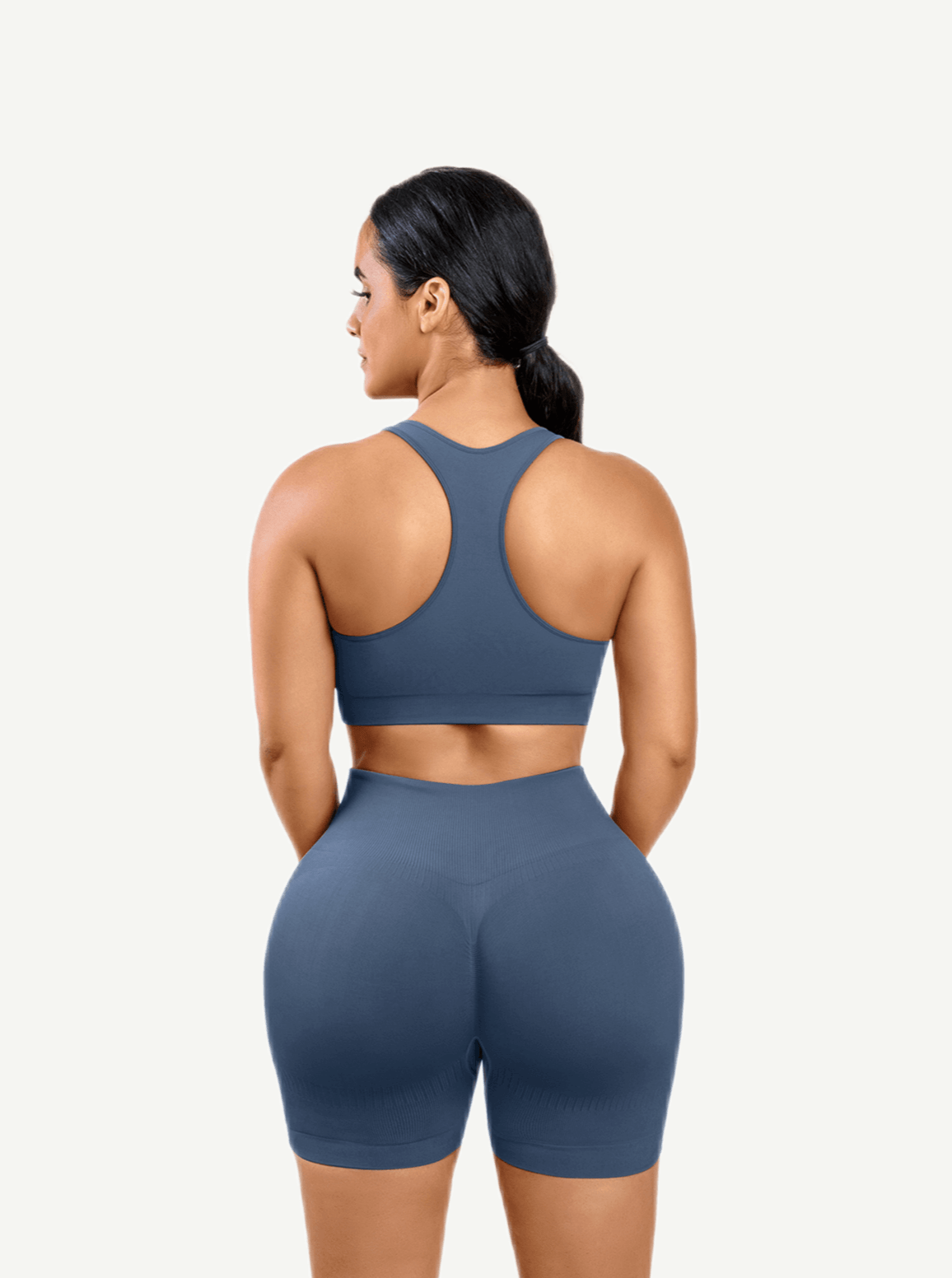 🌿Eco-friendly Sexy V Neck Seamless Sportswear Biker Shorts Set