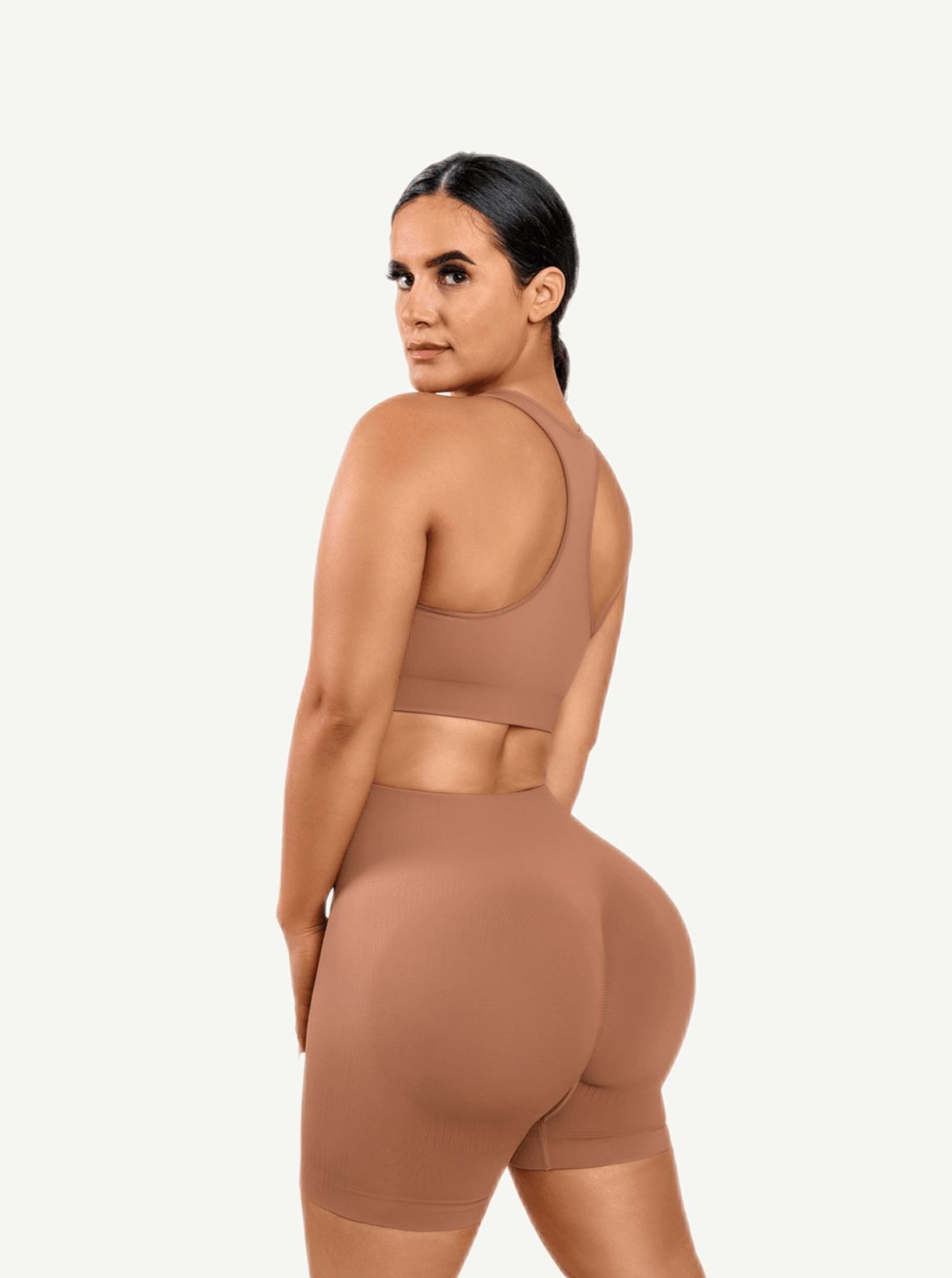 🌿Eco-friendly Sexy V Neck Seamless Sportswear Biker Shorts Set