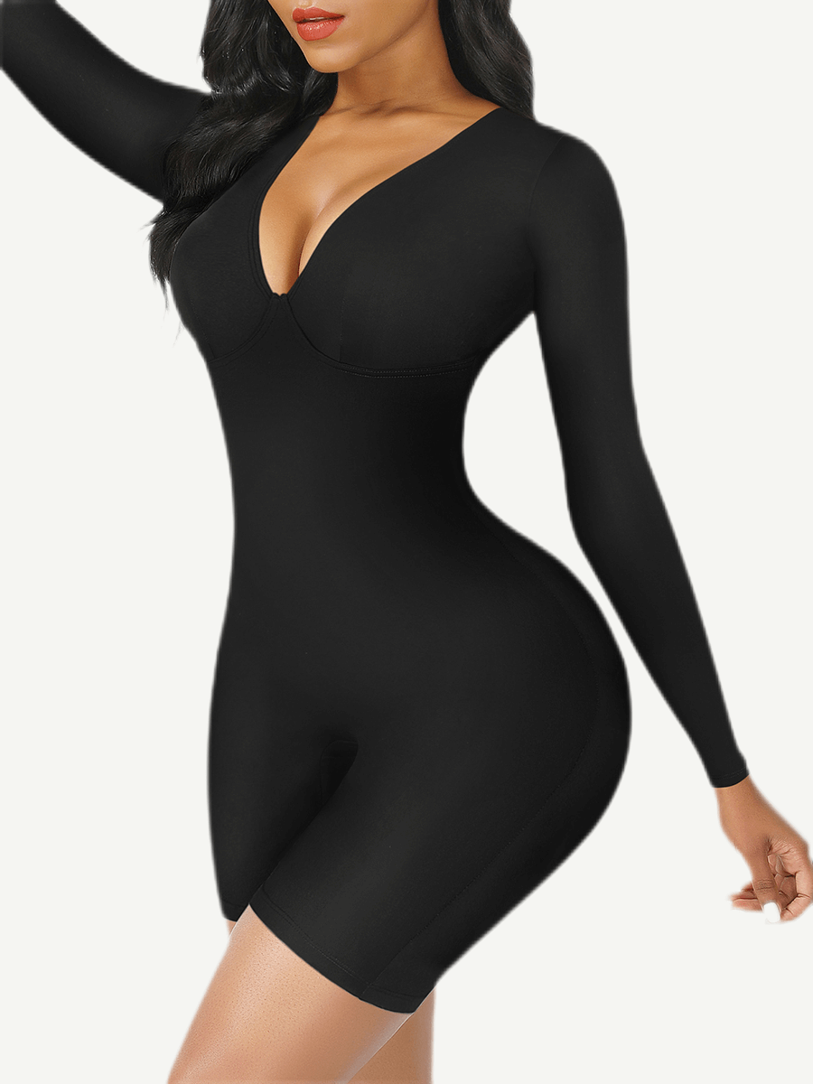 Full Body Deep V-Neckline Mid-Thigh Tummy Control Shapewear