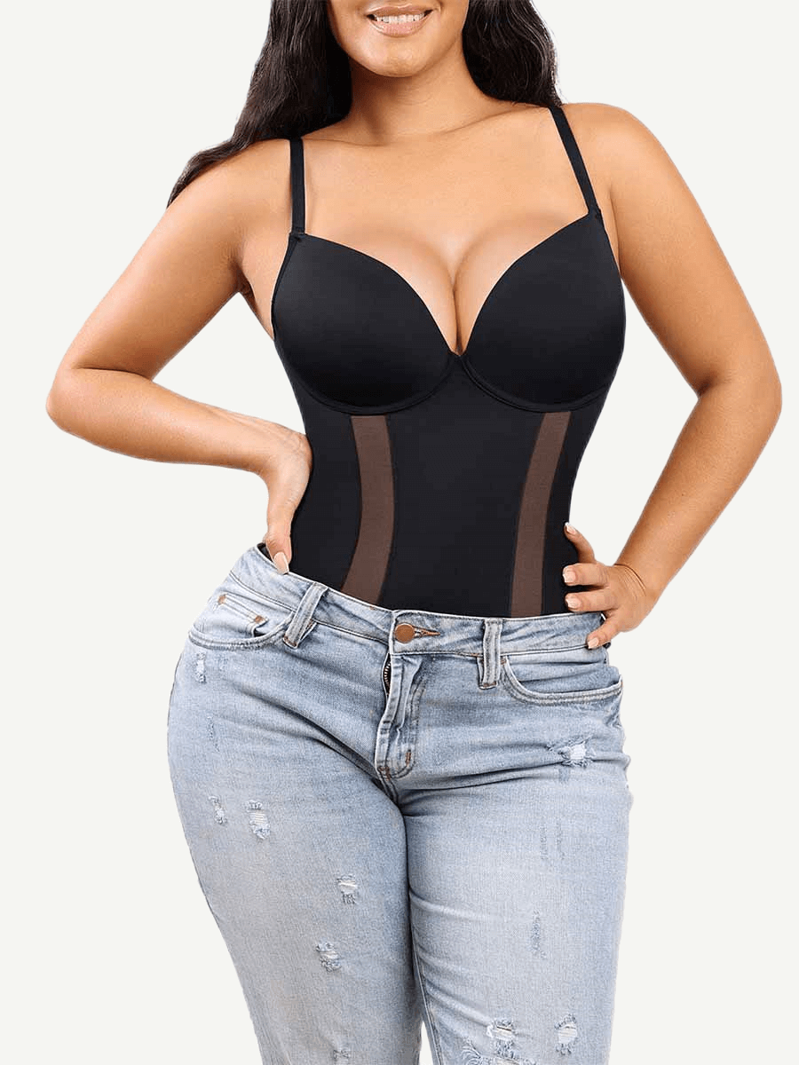 One-Piece Bodysuit Back Large U-shaped Design with 3/4 Cup