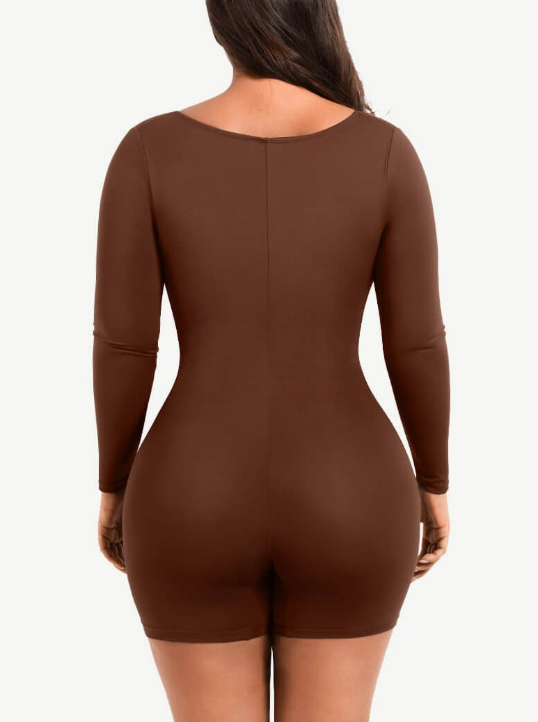 Full Body Deep V-Neckline Mid-Thigh Tummy Control Shapewear