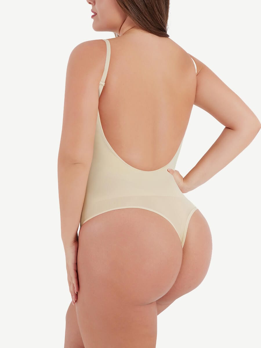Seamless Scultp Cover-Breast Open-Back Thong