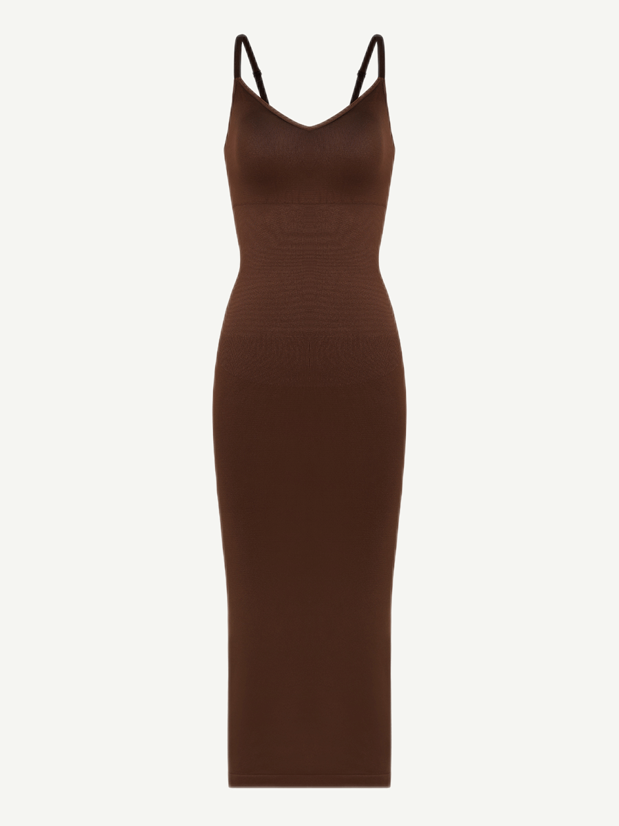 🌿Eco-friendly Spaghetti Strap V-neck Snatched Seamless Shaper Dress