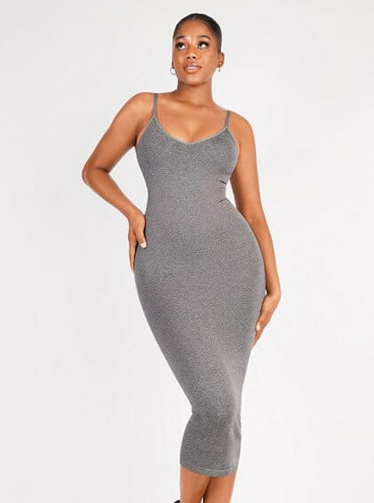 🌿Eco-friendly Spaghetti Strap V-neck Snatched Seamless Shaper Dress