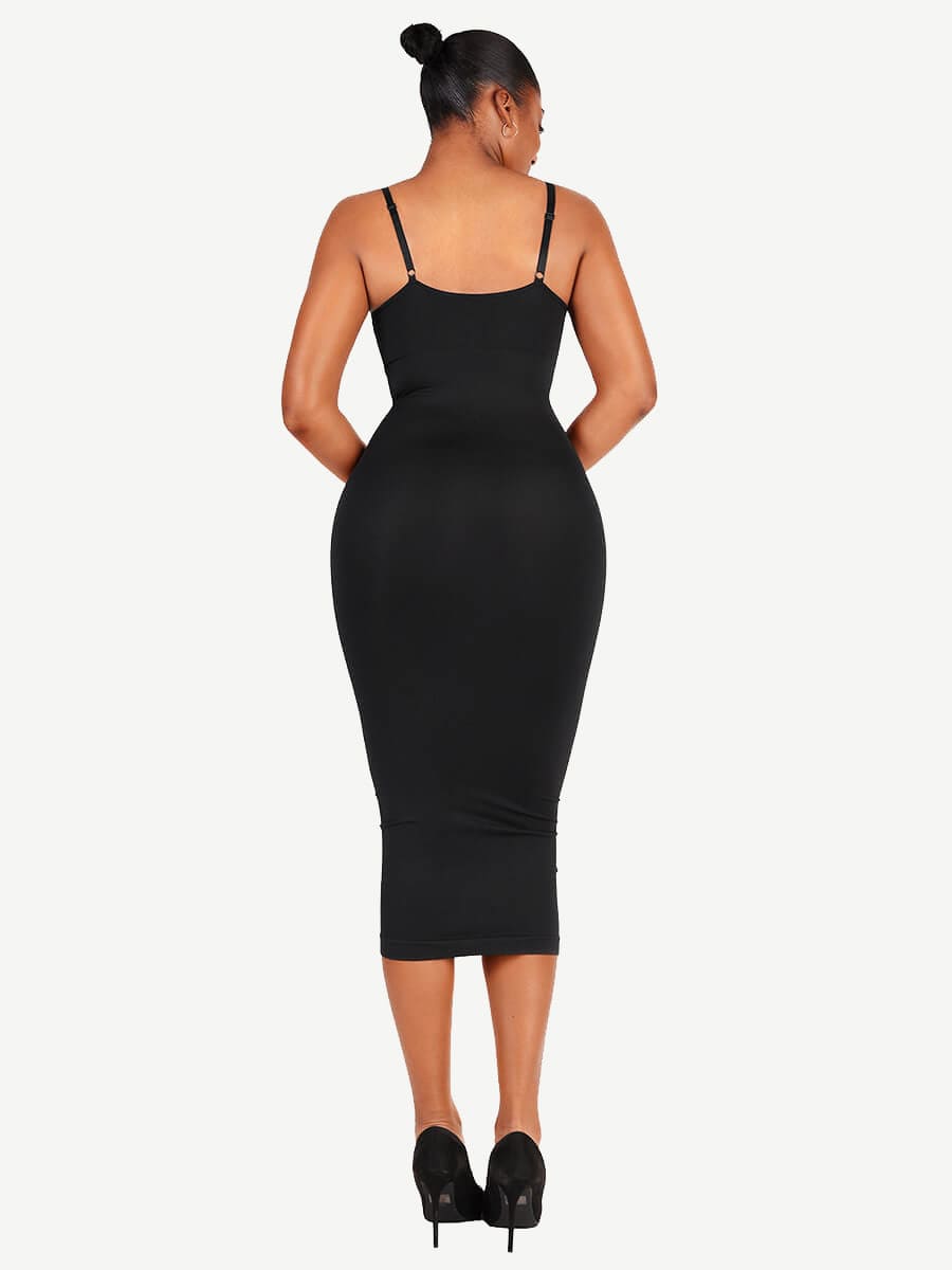 🌿Eco-friendly Spaghetti Strap V-neck Snatched Seamless Shaper Dress