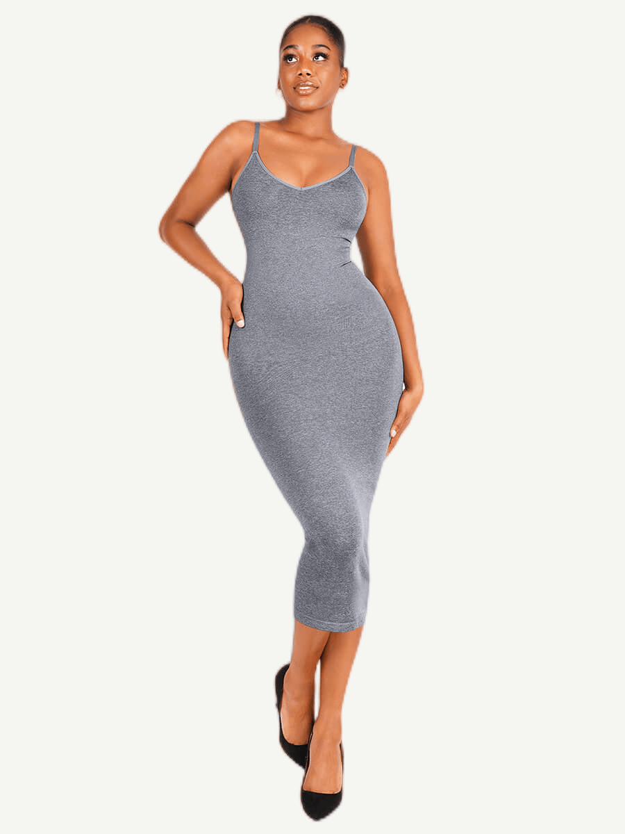 🌿Eco-friendly Spaghetti Strap V-neck Snatched Seamless Shaper Dress