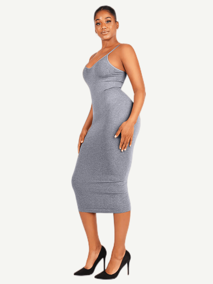 🌿Eco-friendly Spaghetti Strap V-neck Snatched Seamless Shaper Dress