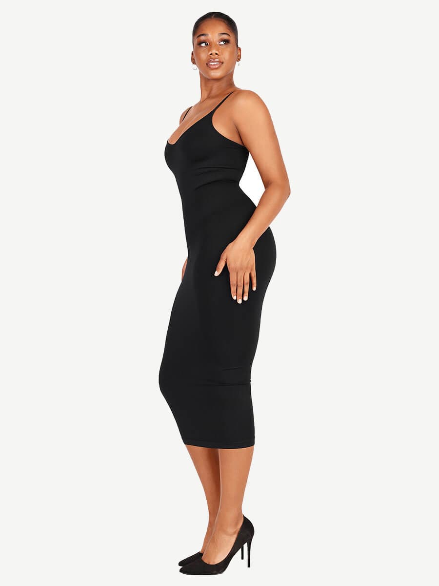 🌿Eco-friendly Spaghetti Strap V-neck Snatched Seamless Shaper Dress