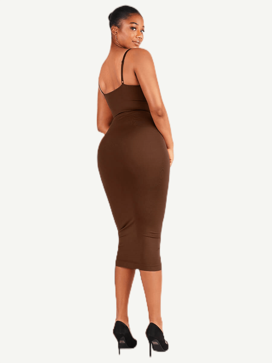 🌿Eco-friendly Spaghetti Strap V-neck Snatched Seamless Shaper Dress