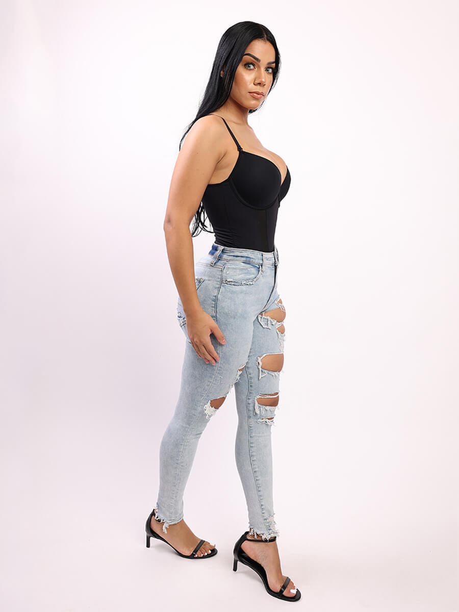 One-Piece Bodysuit Back Large U-shaped Design with 3/4 Cup
