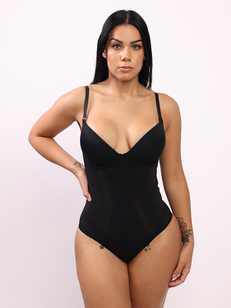 One-Piece Bodysuit Back Large U-shaped Design with 3/4 Cup