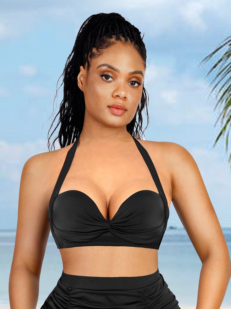 Tankini Top With Strappy Detail And Bra Twist Knot Design