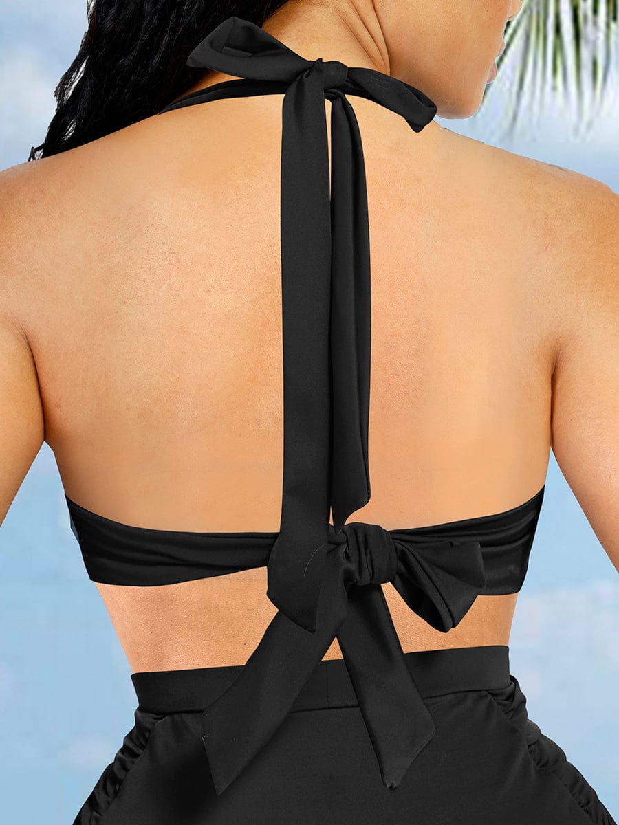 Tankini Top With Strappy Detail And Bra Twist Knot Design