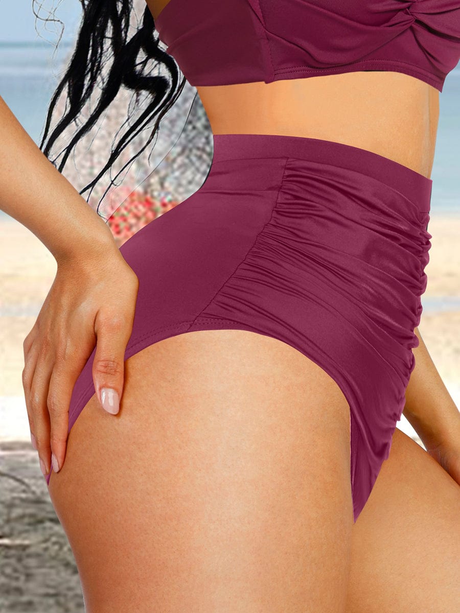 High Waist Abdominal Pleating Swimming Pants