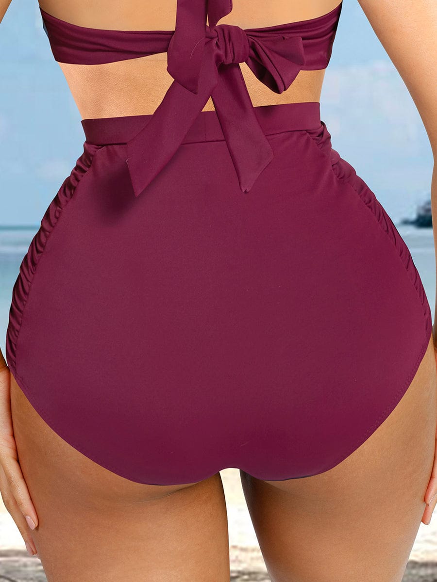 High Waist Abdominal Pleating Swimming Pants