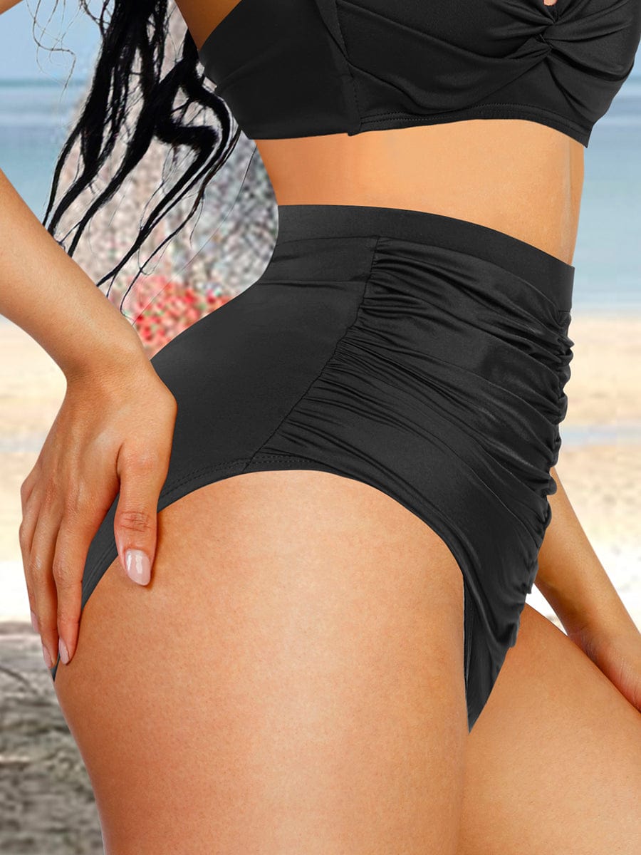 High Waist Abdominal Pleating Swimming Pants
