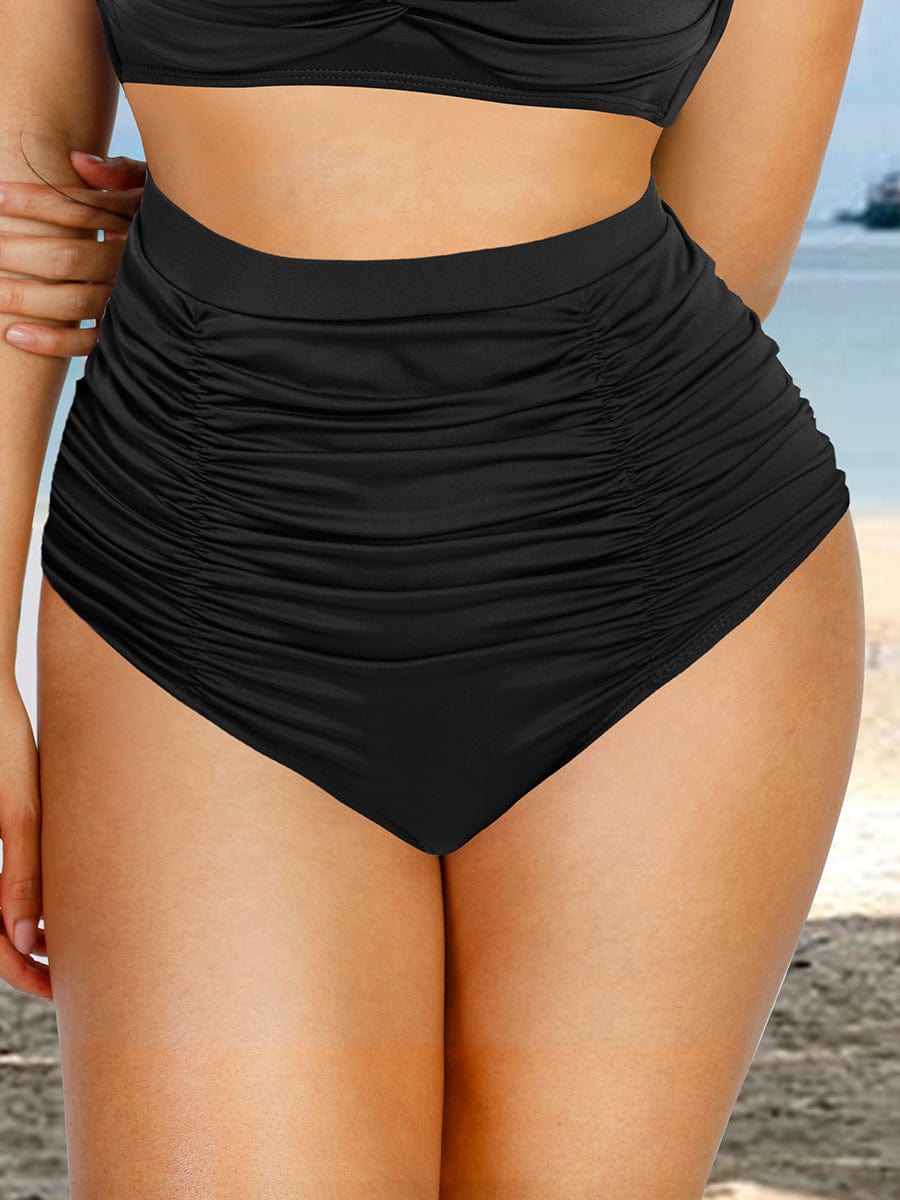 High Waist Abdominal Pleating Swimming Pants