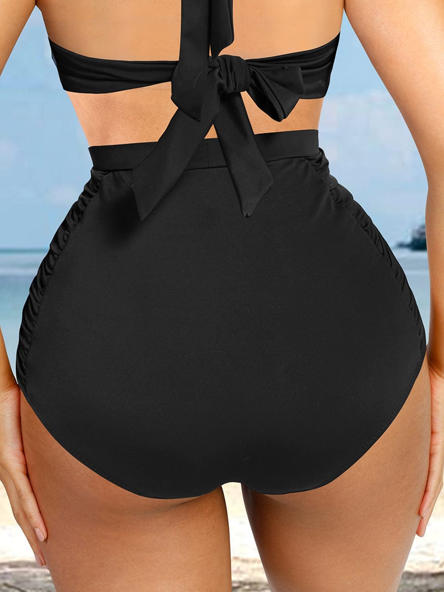 High Waist Abdominal Pleating Swimming Pants