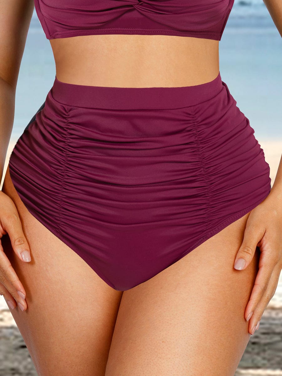 High Waist Abdominal Pleating Swimming Pants