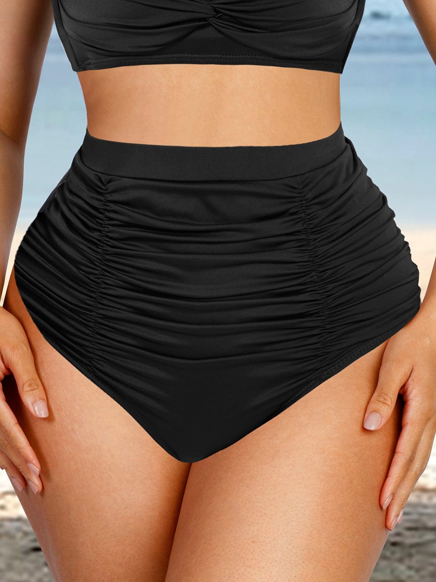 High Waist Abdominal Pleating Swimming Pants