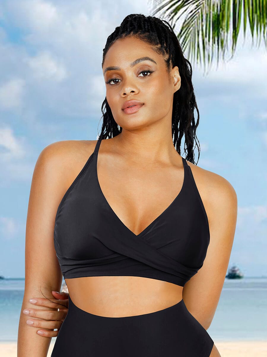Body Shaper One Piece Swimsuit Top Cross Front